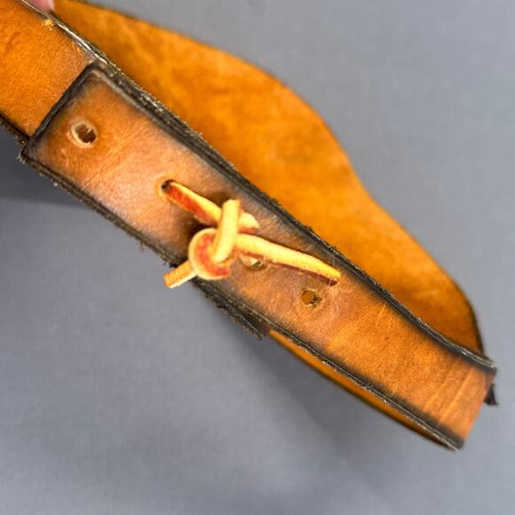 VTG Leather Hand Tooled Floral Sun Visor Brown Boho Hippie 70s Festival Western - Picture 14 of 16